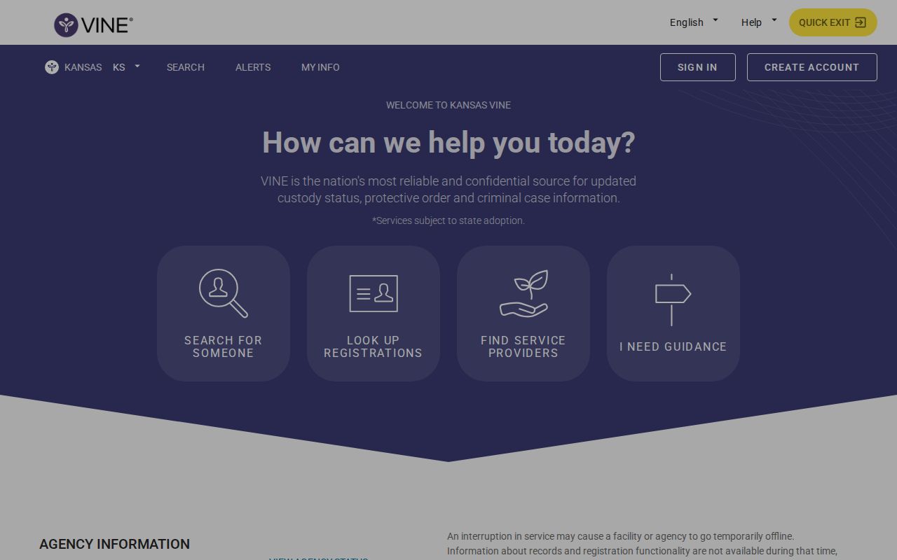 Phillips County VINELink inmate search and release notification interface